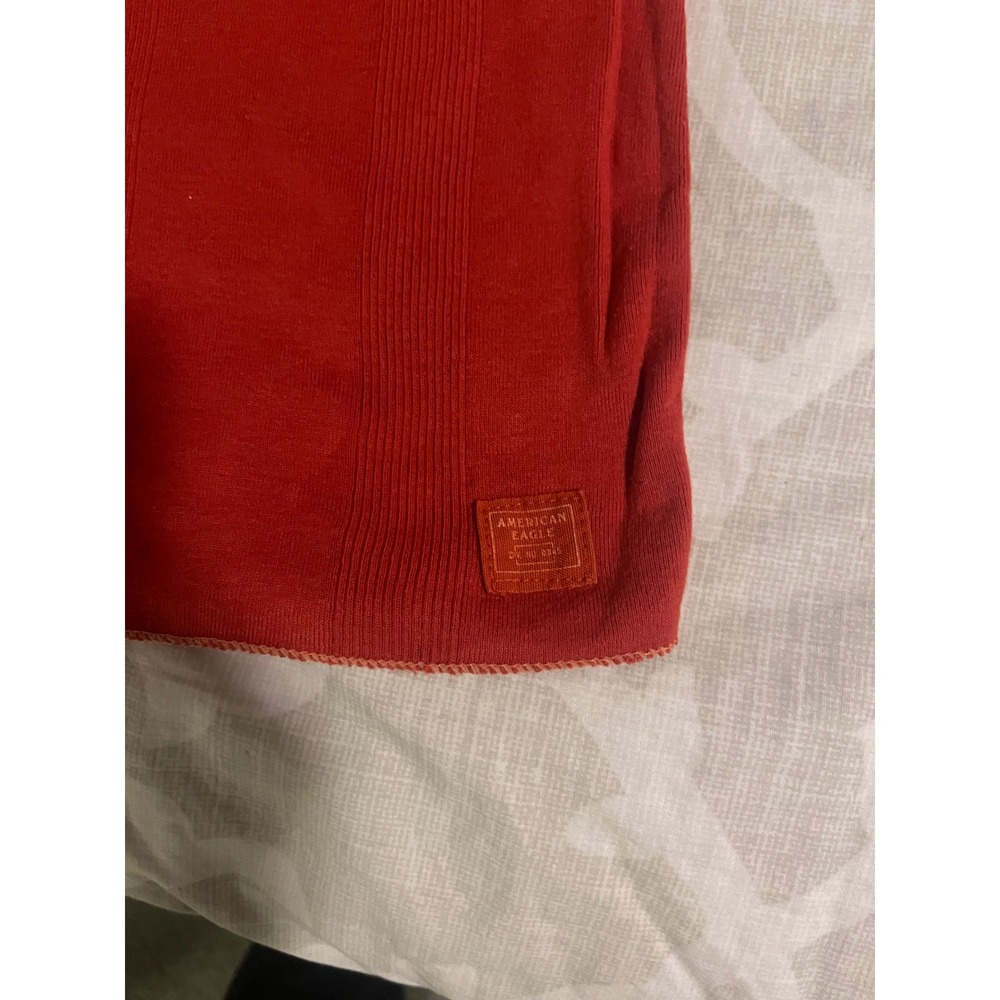 American Eagle y2k 90s babydoll lace up t shirt orange red medium - Picture 5 of 8